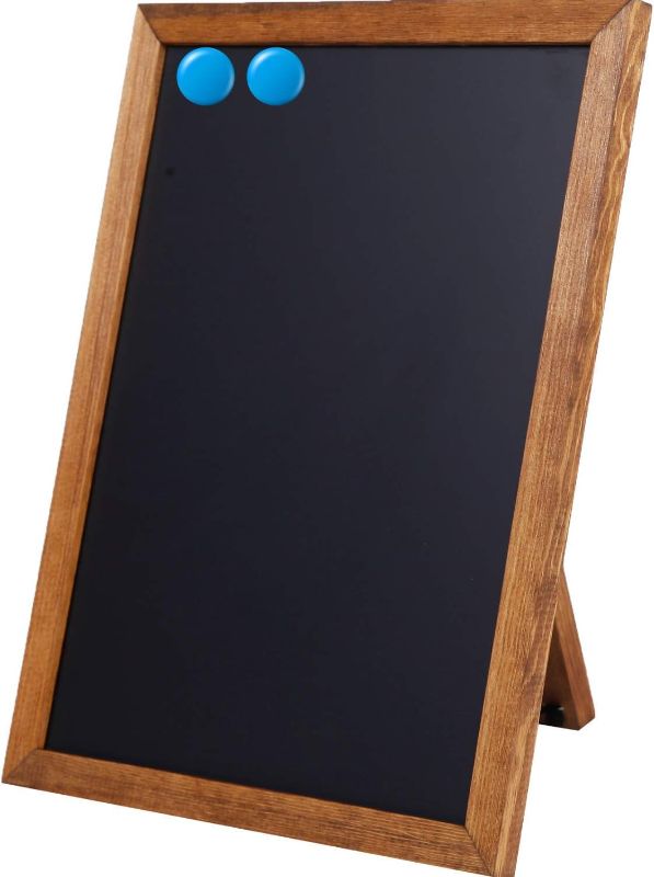 Photo 1 of Besso Small Chalkboard Signs with Stand – Deep Black, Slate Chalk-Board 11x14 | Magnetic, Non-Porous Surface with Rustic Pine Wood Frame | Tabletop Chalkboard Sign for Wedding/Kitchen Menu Board Easel
