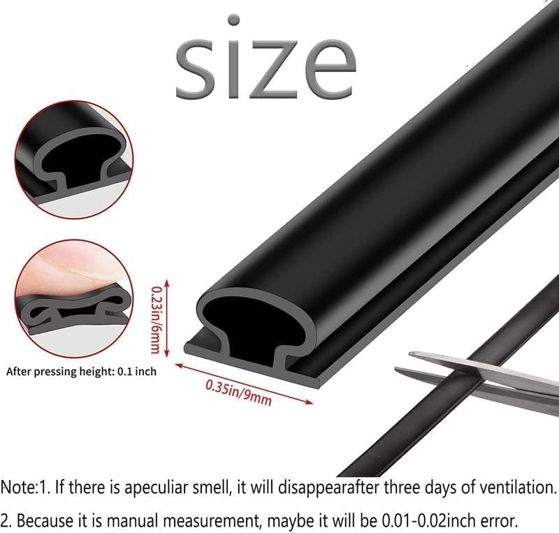 Photo 1 of Black Rubber Weather Stripping Door Seal Strip, Self-Adhesive Door Weather Stripping Strip, Soundproof D Shape Waterproof Weatherstripping for Door Frame Windows Insulation 