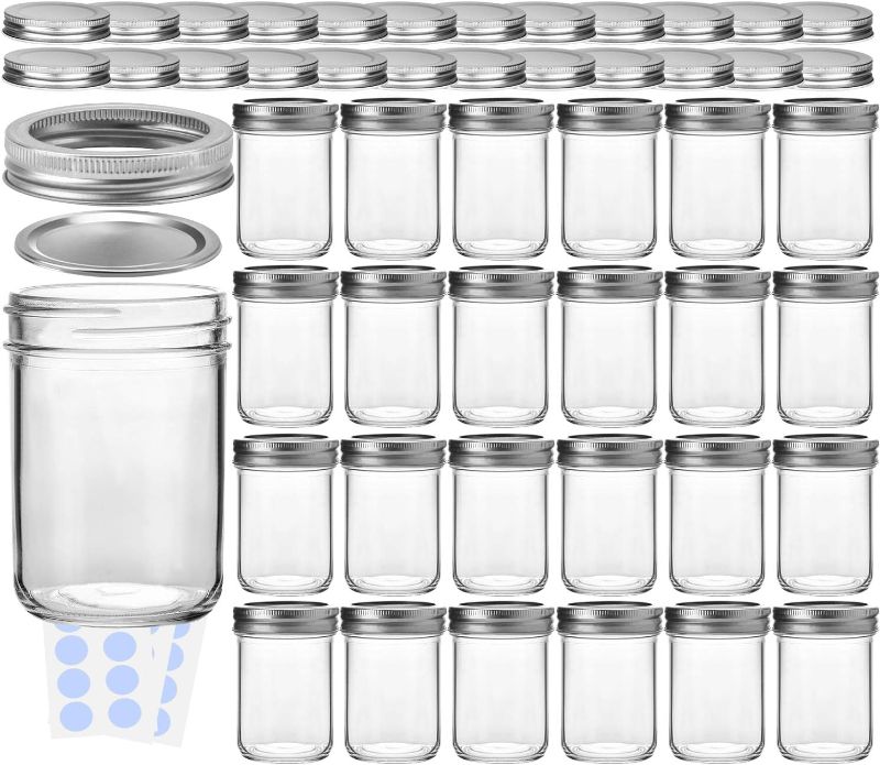 Photo 1 of KAMOTA Mason Jars, 8 oz Glass Jars With Regular Lids and Bands, Ideal for Jam, Honey, Wedding Favors, Shower Favors, DIY Spice Jars, 24 PACK, Extra 24 Lids & 30 Whiteboard Labels
