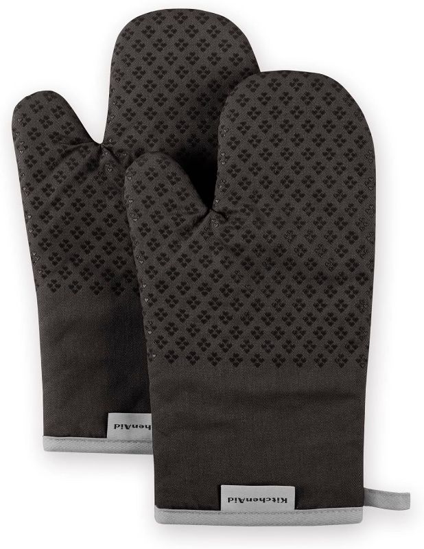 Photo 1 of KitchenAid Asteroid Oven Mitt Set, 7"x12.5", Black, 2 Piece
