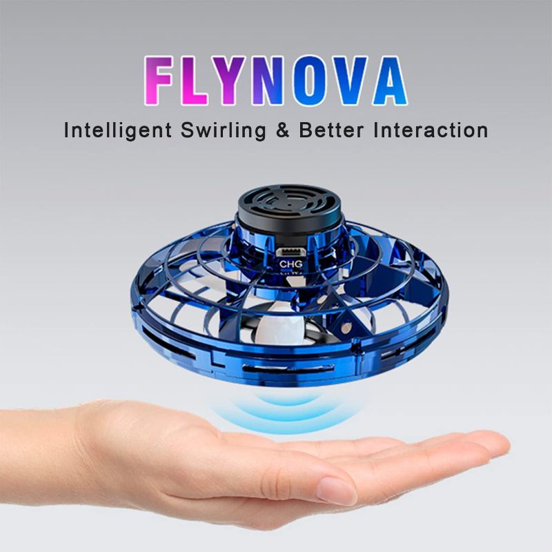 Photo 2 of FLYNOVA Cool Kids Light Up Toys, Hand Operated UFO Drones,Mini Flying Orb with Lights,Hover Boomerang Fidget Spinner,Christmas Birthday Gifts for Boys Girls Teen 8 9 10 11+ Indoor Outdoor Fun Thing
