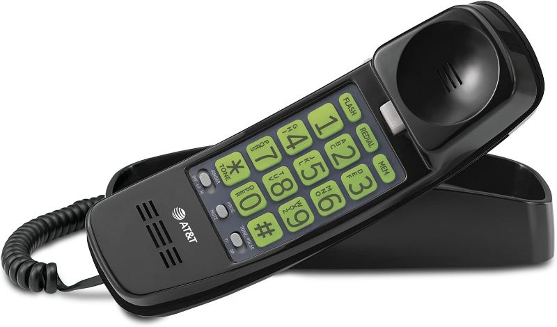 Photo 1 of AT&T TRIMLINE 213-11 Corded Home Phone with Extra Big Buttons & Visual Ringer. No AC Power Required, Improved Easy-wall-mount, Lighted Keypad, 10 Speed Dial Keys, Volume Control,Senior Friendly. BLACK
