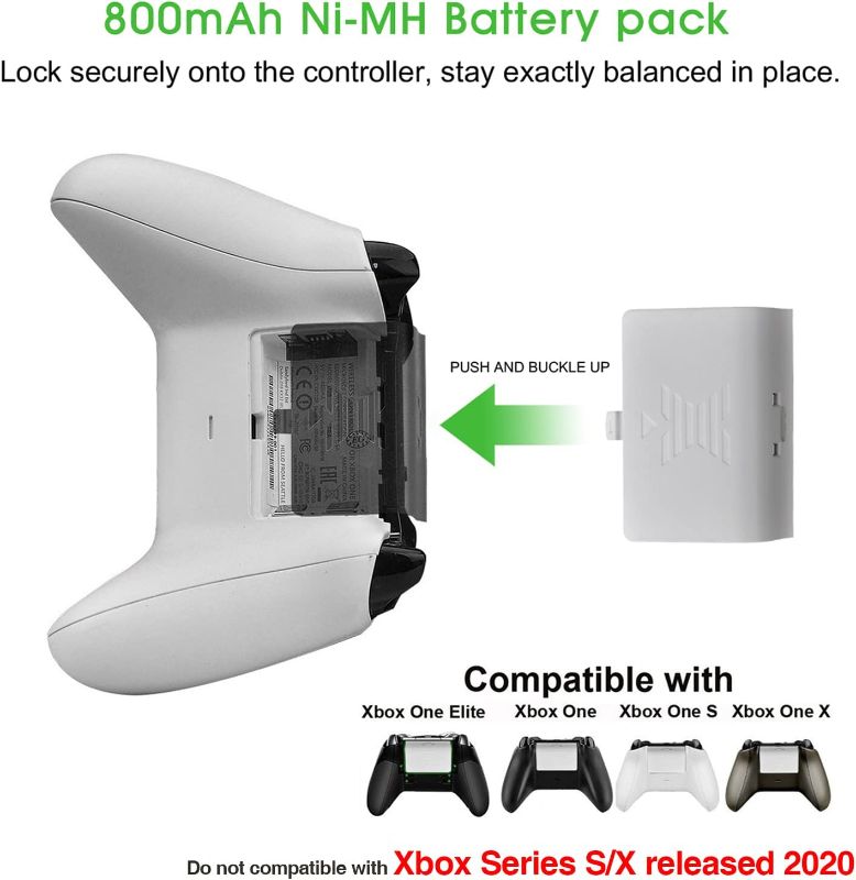 Photo 1 of Rii Xbox one Battery Pack White 800mAH Rechargeable NI-MH for Xbox One S/Xbox One X/Xbox One Elite Wire Charging Cable LED Indicator
