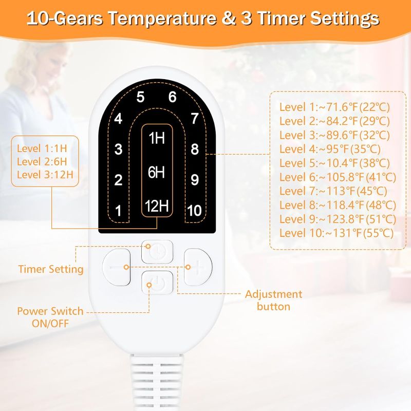 Photo 2 of Everkeen Heated Floor Mat Under Desk, Foot Warmer-Timed Temperature Control Graphene Electric Heating Film Heating Pad for Home,Office (Wood Stripe)
