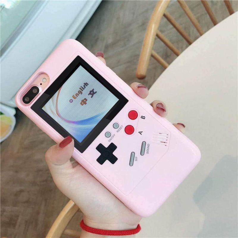 Photo 2 of Playable Gameboy Phone Case for iPhone 13 Pro Max - 36 Built-in Games, Color Display, Pink Retro Gaming Bumper by GO-VOLMON

