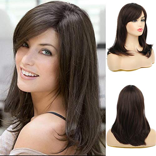 Photo 1 of Baruisi Long Layered Brown Wigs for Women Natural Wavy Side Part Synthetic Heat Resistant Hair Wig for Costume and Daily Use 20"
