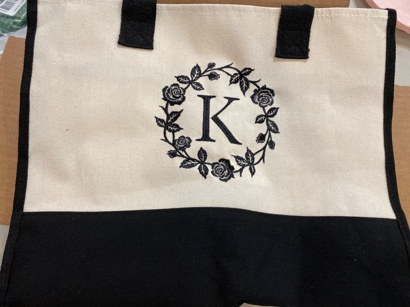 Photo 2 of BeeGreen Initial Canvas Tote Bag for Women Personalized Gifts for Birthday Mother

