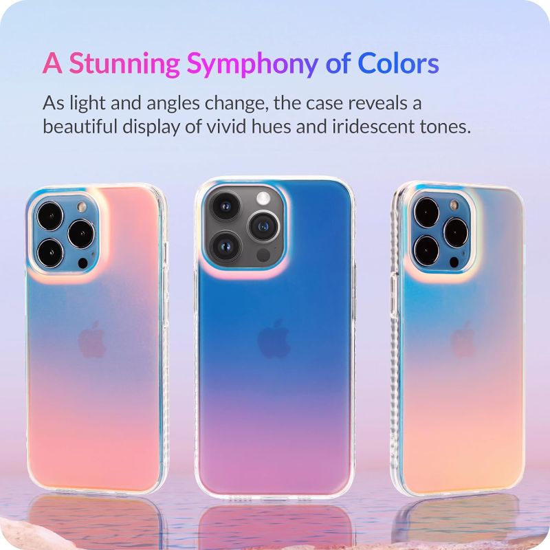 Photo 3 of LONLI Hue - for iPhone 15 Pro Case - Iridescent [10FT Drop Protection] - Shockproof Cover with Color Changing Effect | Cute and Unique for Women, Girls and Men (2023)
