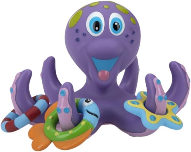 Photo 1 of Nuby Floating Octopus Toy with 3 Hoopla Rings - BPA Free Baby Bath Toy for Boys and Girls - 18+ Months - Purple
