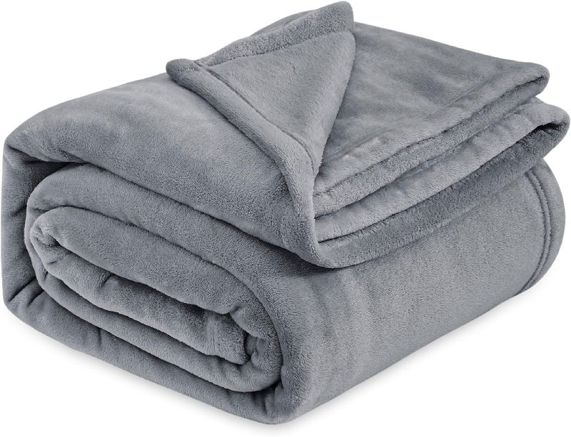 Photo 1 of Bedsure Fleece Bed Blankets Queen Size Grey - Soft Lightweight Plush Fuzzy Cozy Luxury Blanket Microfiber, 90x90 inches
