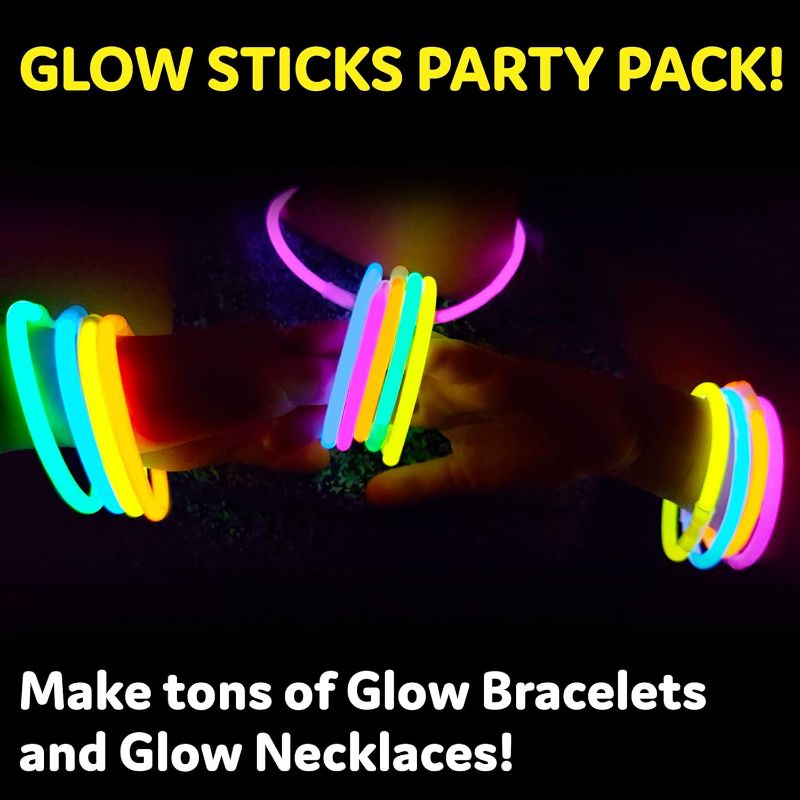 Photo 2 of Glow Sticks Bulk Party Favors 100pk - 8" Glow in the Dark Party Supplies, Light Sticks for Neon Party Glow Necklaces and Bracelets for Kids or Adults
