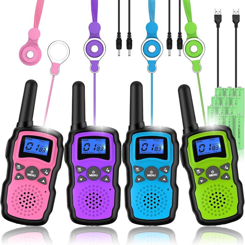 Photo 1 of Wishouse Walkie Talkies Rechargeable for Kids Adults Long Range,Xmas Birthday Gift for Boys Girls 3 4 5 6 7 8 9 10 Year Old,Hiking Camping Gear Games Ideas Toys with Flashlight,VOX,Easy to Use 4 Pack
