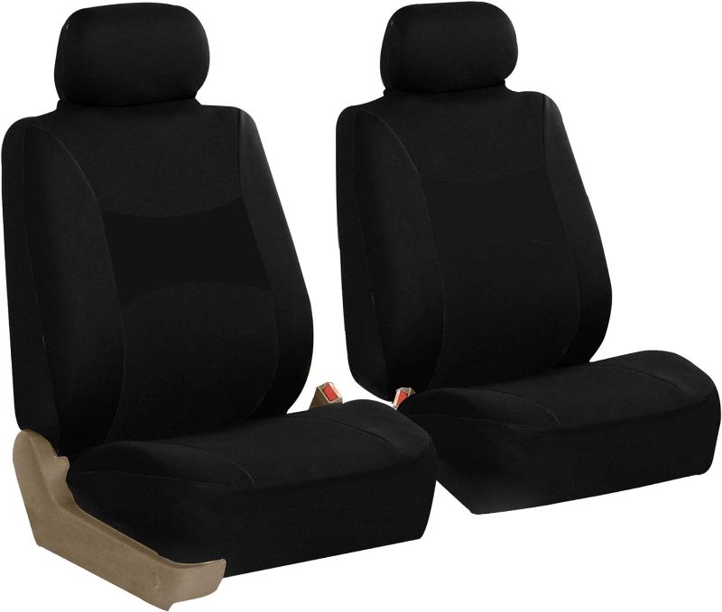 Photo 1 of FH Group Car Seat Covers Front Set Black Cloth -Seat Covers for Low Back Car Seats with Removable Headrest,Universal Fit,Automotive SeatCover,Airbag Compatible Car Seat Cover for SUV,Sedan,Van
