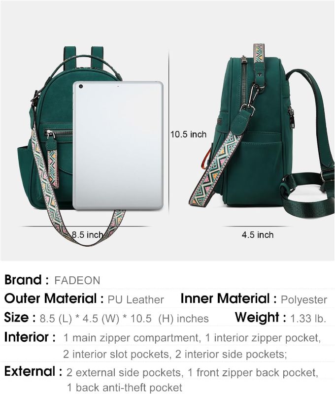 Photo 3 of FADEON Mini Backpack Purse for Women, Designer Leather Cute Roomly Small Backpacks, Ladies Shoulder Backpack Fashion Handbag
