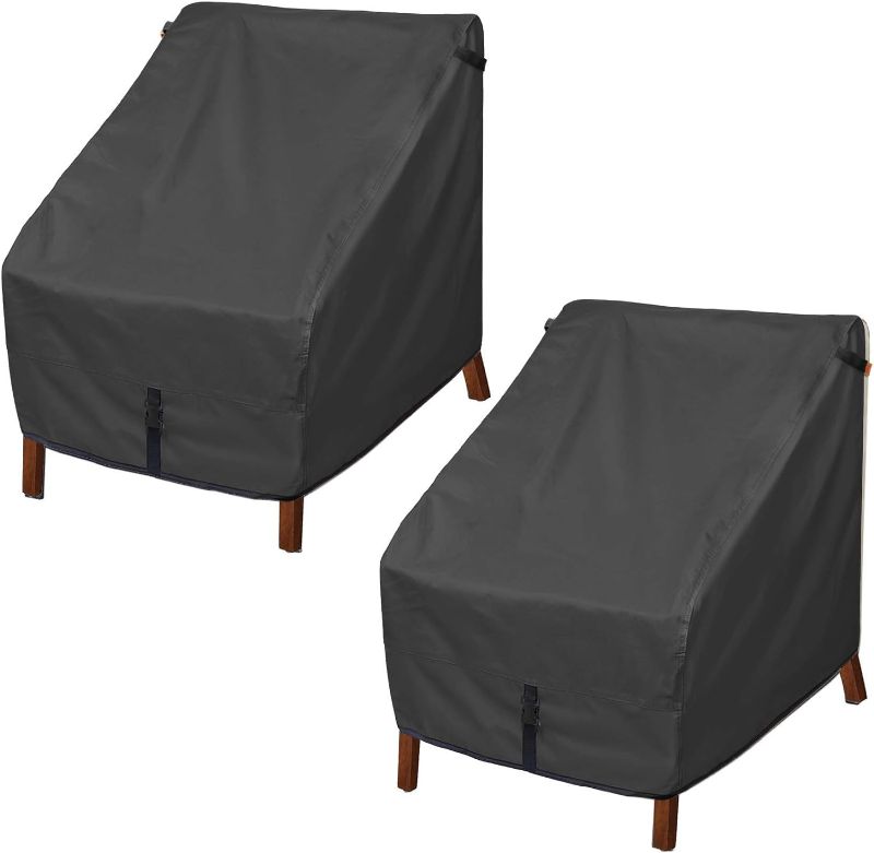 Photo 1 of Porch Shield Patio Chair Covers - Waterproof Outdoor Lounge Deep Seat Adirondack Chair Cover 2 Pack - 34W x 37D x 36H inch, Black
