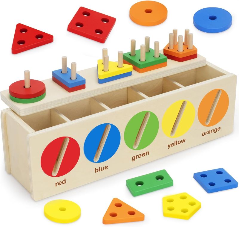 Photo 1 of Jumlys Montessori Toys for Toddler 1, 2, 3 Year Old, Wooden Color & Shape Sorting Matching Box, Early Learning Toys for 12-18 Month, Age 1-3, Ideal Christmas, Birthday Gifts for Boy & Girl
