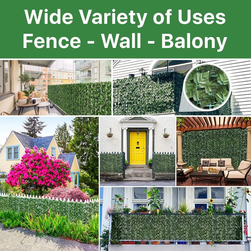 Photo 3 of Artificial Ivy Balcony Privacy Screen, UV Coated Faux Ivy Privacy Fence Screen - Expandable Fake Ivy Fence - Ivy Fence Privacy Screen, Artificial Ivy Privacy Fence, Patio Decor For Fences Up To 4 Feet
