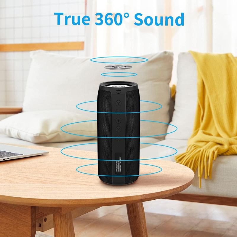 Photo 2 of Bluetooth Speaker,MusiBaby M88 Speaker,Speakers Bluetooth Wireless,Dual Pairing, Bluetooth 5.0,Loud Stereo Sound,Booming Bass,30H Playtime for Home& Outdoor Party,Beach,Gifts(Black)
