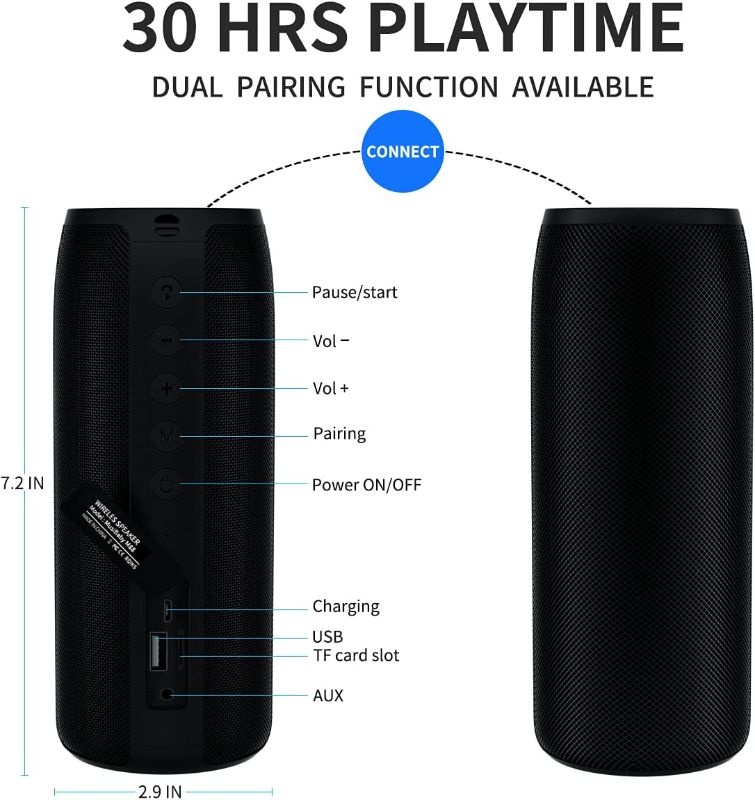 Photo 5 of Bluetooth Speaker,MusiBaby M88 Speaker,Speakers Bluetooth Wireless,Dual Pairing, Bluetooth 5.0,Loud Stereo Sound,Booming Bass,30H Playtime for Home& Outdoor Party,Beach,Gifts(Black)
