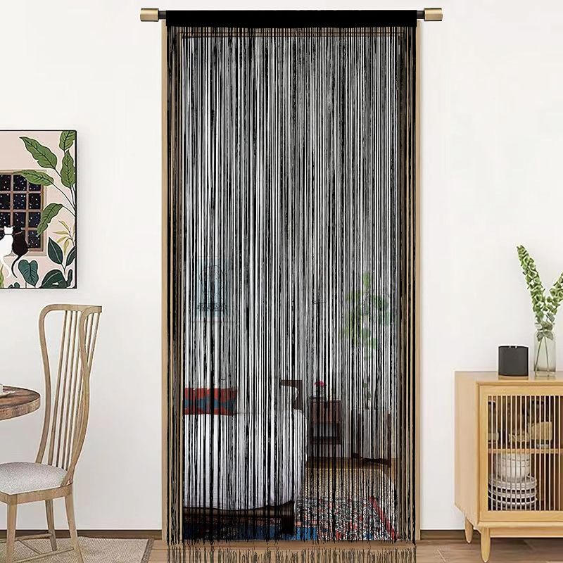 Photo 1 of HSYLYM Door String Curtains Closet Curtains Room Dividers Dense for Doorways Windows Bedroom Closet Door Wall Hanging Decorative 79 inches Long 100x200cm/39x79in Black 1 Curtain Panel
