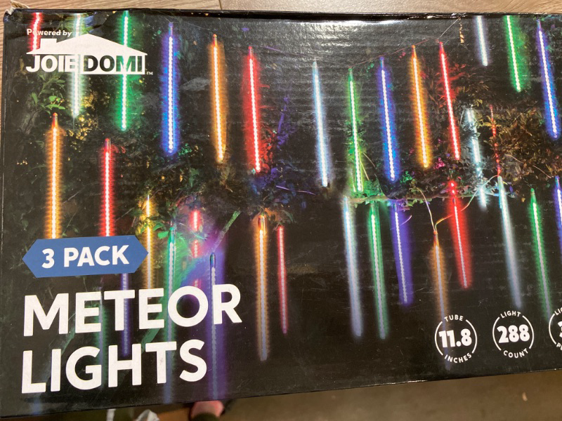 Photo 2 of Twinkle Star Meteor Shower Rain Lights, 30cm 8 Tubes 288 LED Valentine Iciclelight Snow Falling Lights Outdoor Raindrop Lights, Xmas Wedding Party Tree Holiday Decoration, Multicolor
