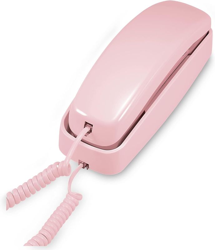 Photo 1 of AT&T TRIMLINE 210 Corded Home Phone, No AC Power Required, Improved Easy-wall-mount, Lighted Big Button Keypad, 13 SpeedDial Keys, Last Number Redial, Mute, Flash, Volume Control, Princess Phone, PINK
