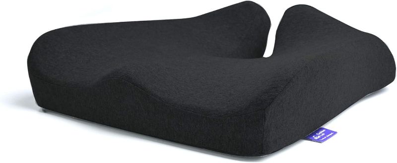 Photo 1 of Cushion Lab Patented Pressure Relief Seat Cushion for Long Sitting Hours on Office & Home Chair - Extra-Dense Memory Foam for Soft Support. Car Pad for Hip, Tailbone, Coccyx, Sciatica - Black
