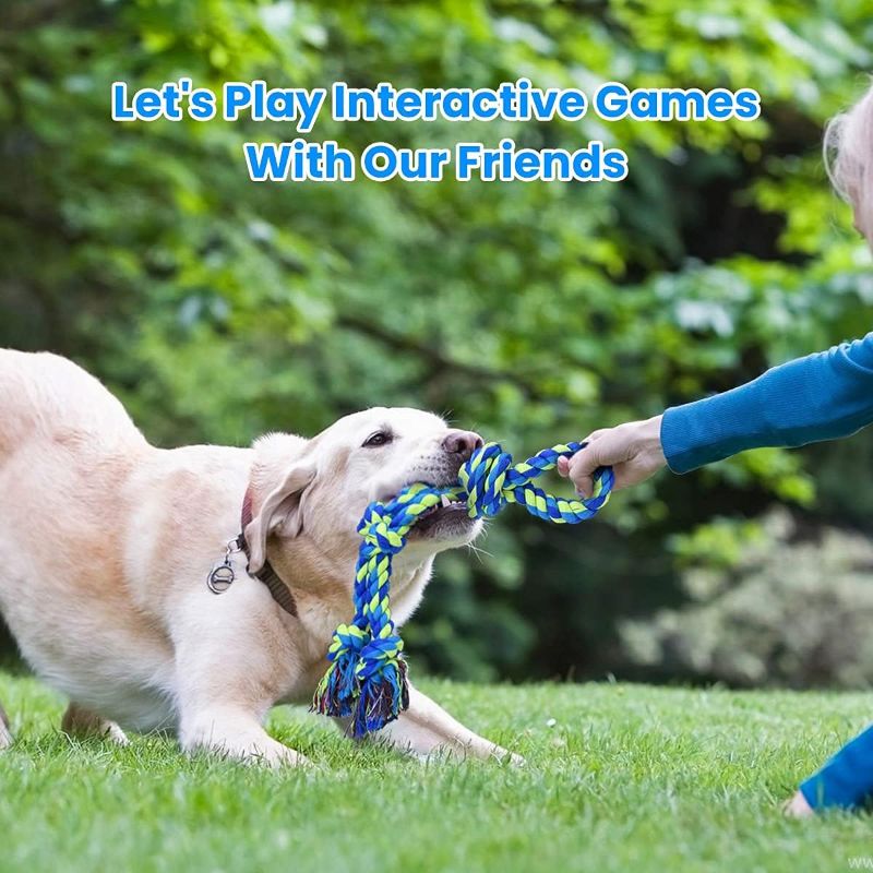 Photo 1 of Feeko Dog Rope Toys for Large and Medium Aggressive Chewers, 2 Pack Heavy Duty Dog Rope Toy for Large Breed, Indestructible Dog Chew Toys, Tug of War Dog Toy, 100% Cotton Teeth Cleaning
