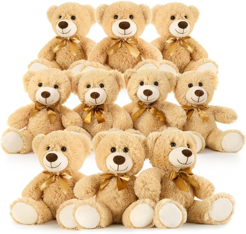 Photo 1 of Tezituor Teddy Bears Stuffed Animals Bulk 10 Packs, Bulk Teddy Bears for Baby Shower, 14in Small Teddy Bears Plush, Stuffed Bears Gift for Kids on Christmas, Birthday, Valentines, Light Brown
