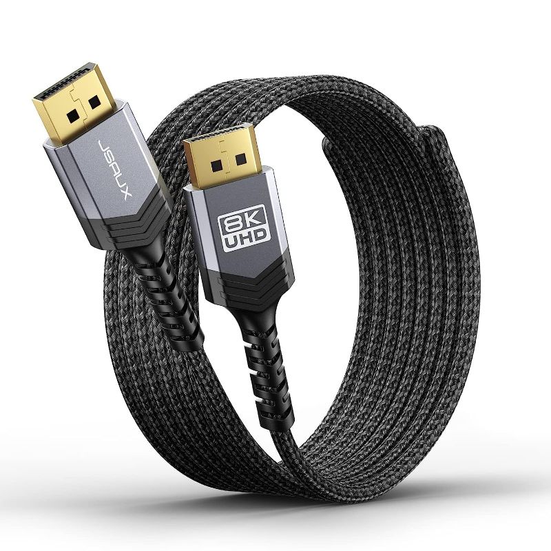 Photo 1 of JSAUX DisplayPort Cable 1.4 10ft, 8K DP Cable | 8K@60Hz, 4K@144Hz, 2K@240Hz 2K@165Hz | HBR3, 32.4Gbps, HDR10, FreeSync, G-Sync for Gaming Monitor Graphics 3090 4090 PC -Grey
