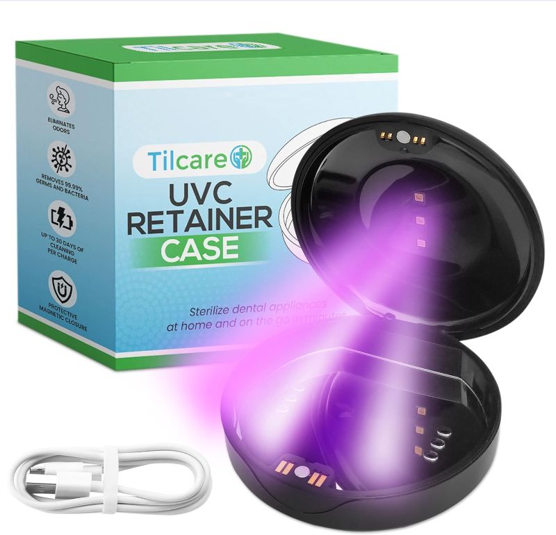 Photo 1 of UVC Retainer Case for Invisalign by Tilcare - Dental Aligner with UV Light for Aligners, Retainers, Mouth Guard, Whitening Trays - Remove Odors
