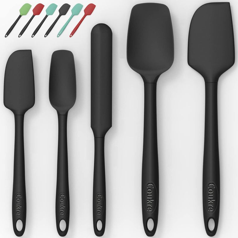 Photo 1 of Silicone Spatula Set of 5,High Temperature Resistant, Food Grade Silicone, Dishwasher Safe, for Baking, Cooking (Pure Black)
