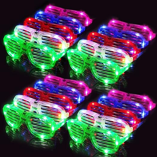 Photo 1 of Simnuply 28 Pack Light Up Glasses ,5 Color Glow in the Dark Party Supplies for Kids Adult Birthday Valentine's Day Easter Party Favors Rave Shutter Shades Glasses Neon Flashing Toys
