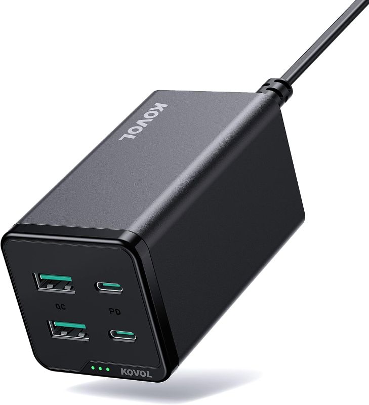 Photo 1 of USB C Charger, KOVOL 120W GaN III USB C Charging Station, Powerful USB C Charger 100W, 4 Port Desktop Fast PD 3.0 Charger for MacBook Pro/Air, Dell, iPad Pro, iPhone 13/12, Galaxy and More
