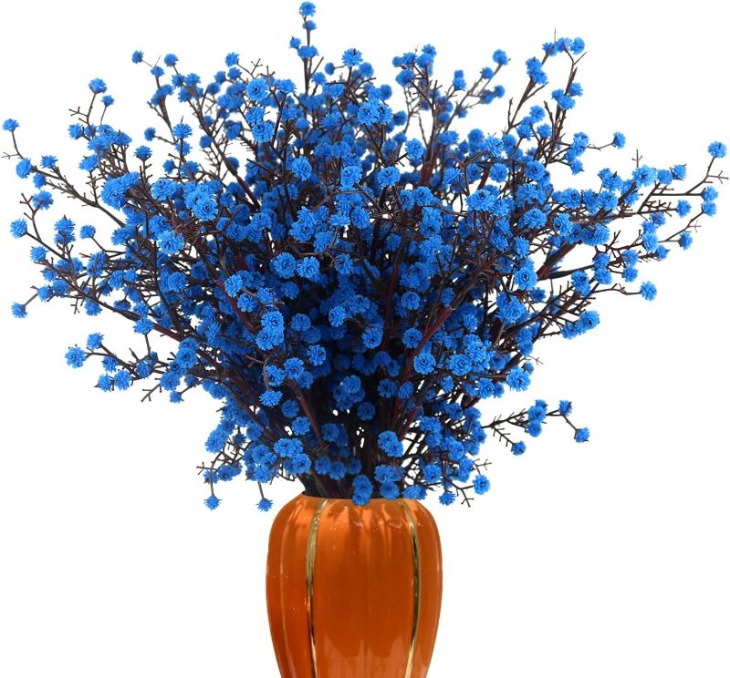Photo 2 of LUCKY SNAIL Artificial Flowers, 5 PCS Babys Breath Artificial Flowers Bulk Blue Flowers Artificial for Decoration Real Touch Fake Flowers for Wedding Home Party Office Table Centerpiece Decor (Blue)
