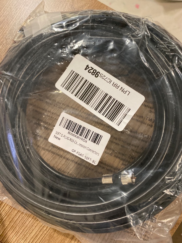 Photo 6 of G-PLUG 50FT RG6 Coaxial Cable Connectors Set – High-Speed Internet, Broadband and Digital TV Aerial, Satellite Cable Extension – Weather-Sealed Double Rubber O-Ring and Compression Connectors Black
