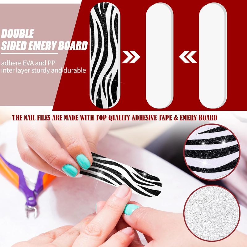 Photo 2 of 100 Pack Nail Files Double Sided Emery Boards Manicure Tools (Vibrant Style)
