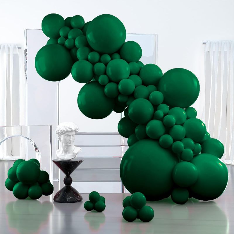 Photo 1 of PartyWoo Hunter Green Balloons, 127 pcs Dark Green Balloons Different Sizes Pack of 36 Inch 18 Inch 12 Inch 10 Inch 5 Inch Deep Green Balloons for Balloon Garland Arch as Party Decorations, Green-Y56
