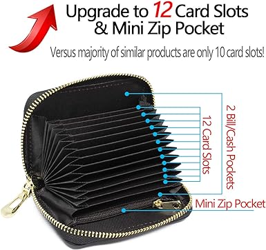 Photo 2 of imeetu RFID Credit Card Holder, Small Leather Zipper Card Case Wallet for Women
