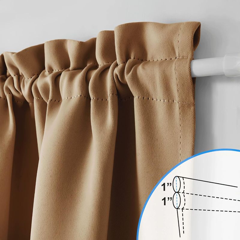 Photo 3 of NICETOWN Blackout Door Curtain Solid French Door Cover, Farmhouse Room Darkening Thermal Insulated Window Curtain Drape for Doors Windows, 1 Panel, W25 x L72 inch, Gold Brown
