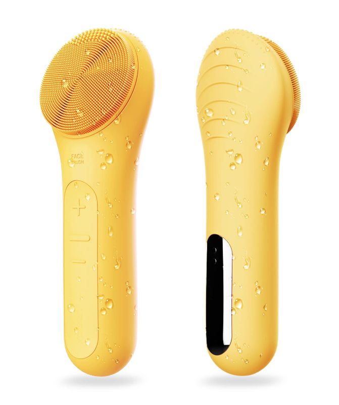 Photo 1 of Face Scrubber, NågraCoola CLIE Facial Cleansing Brush, Waterproof and Rechargeable Face Scrub Brush for Men & Women, Cleansing, Exfoliating and Massaging, Electric Face Wash Brush - Yellow
