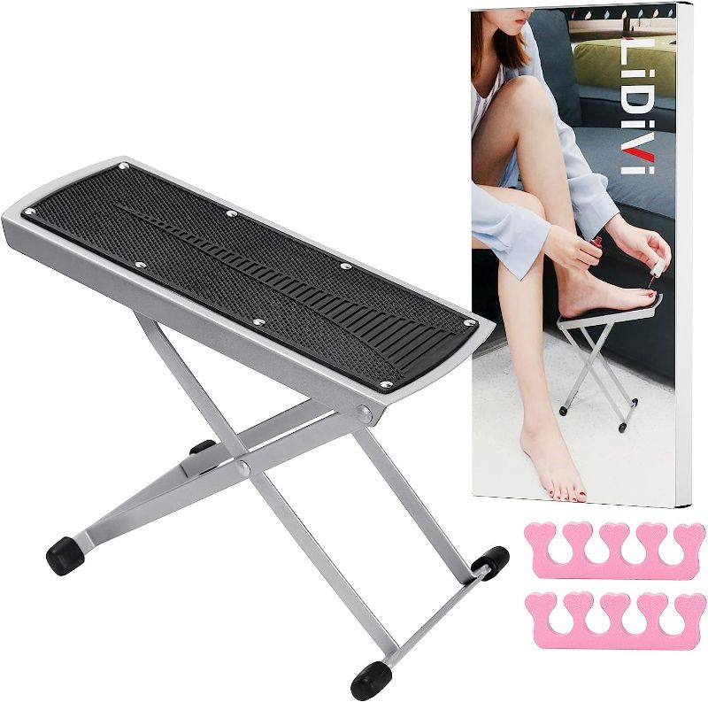 Photo 1 of LiDiVi Pedicure Foot Rest, Adjustable Pedicure Stool Easy at Home, No More Bending or Stretching Pedicure Stand Tool, Non-Slip Sturdy with Toe Separator, Beauty Pedicure Kit (Black)
