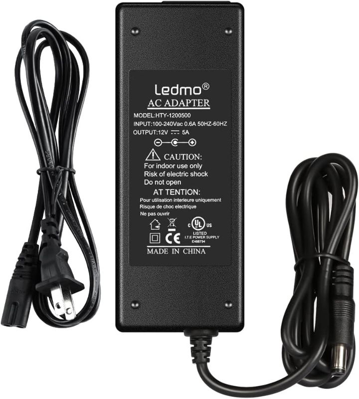 Photo 1 of LEDMO Power Supply, Transformers,LED Adapter, 12V 5A 60 Watt Max AC 100-240V to DC 12V LED Driver for LED Strip Lights
