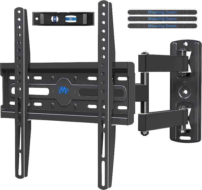 Photo 1 of Mounting Dream TV Wall Mount Swivel and Tilt for Most 26-55 Inch TV, TV Mount Perfect Center Design, Full Motion TV Mount Bracket with Articulation, up to VESA 400x400mm, 60 lbs, MD2377

