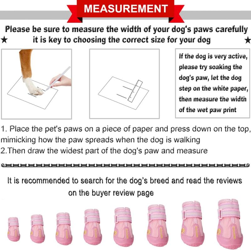 Photo 2 of QUMY Dog Shoes for Large Dogs, Medium Dog Boots & Paw Protectors for Winter Snowy Day, Summer Hot Pavement, Waterproof in Rainy Weather, Outdoor Walking, Indoor Hardfloors Anti Slip Sole Pink 7
