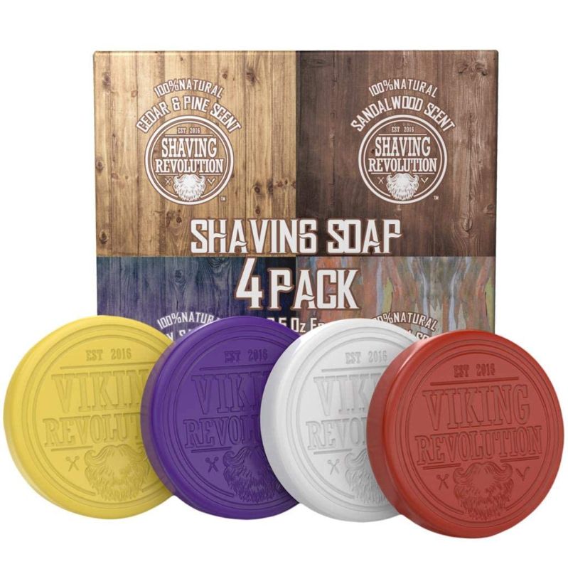 Photo 1 of Viking Revolution Shaving Soap for Men - Shave Soap for Use with Shaving Brush and Bowl for Smoothest Wet Shave, Shaving Soap Puck - 4 Pack Variety, Each Pack 2.5oz
