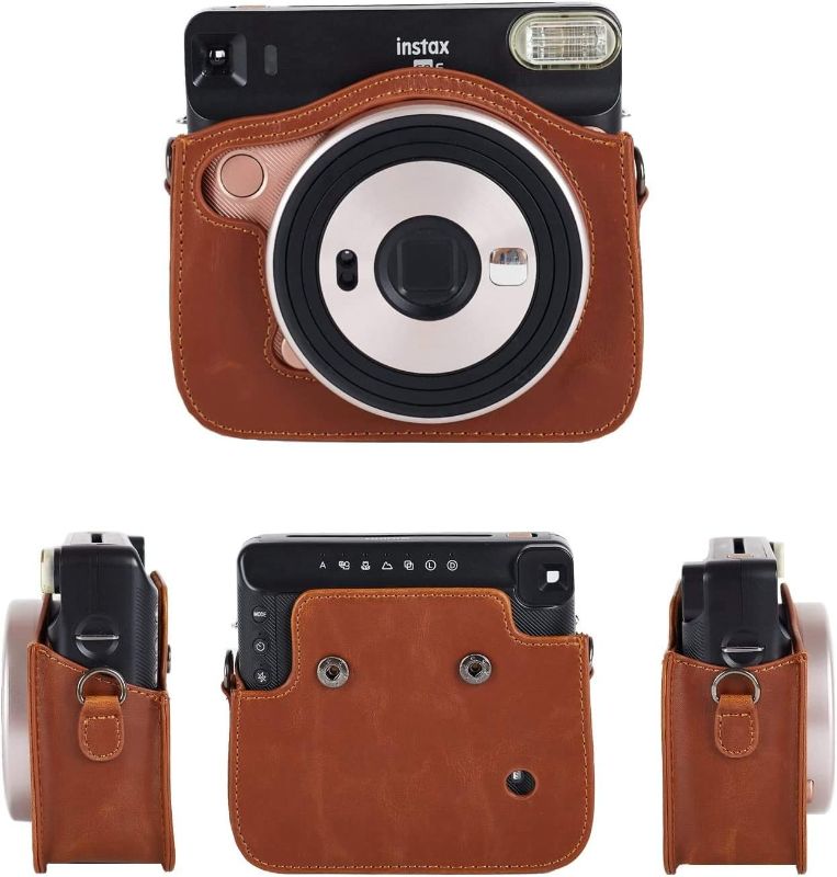 Photo 2 of Phetium Protective Case Compatible with Fujifilm Instax Square SQ6 Instant Film Camera, Soft PU Leather Bag with Adjustable Shoulder Strap (Brown)
