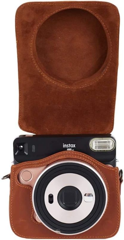 Photo 3 of Phetium Protective Case Compatible with Fujifilm Instax Square SQ6 Instant Film Camera, Soft PU Leather Bag with Adjustable Shoulder Strap (Brown)
