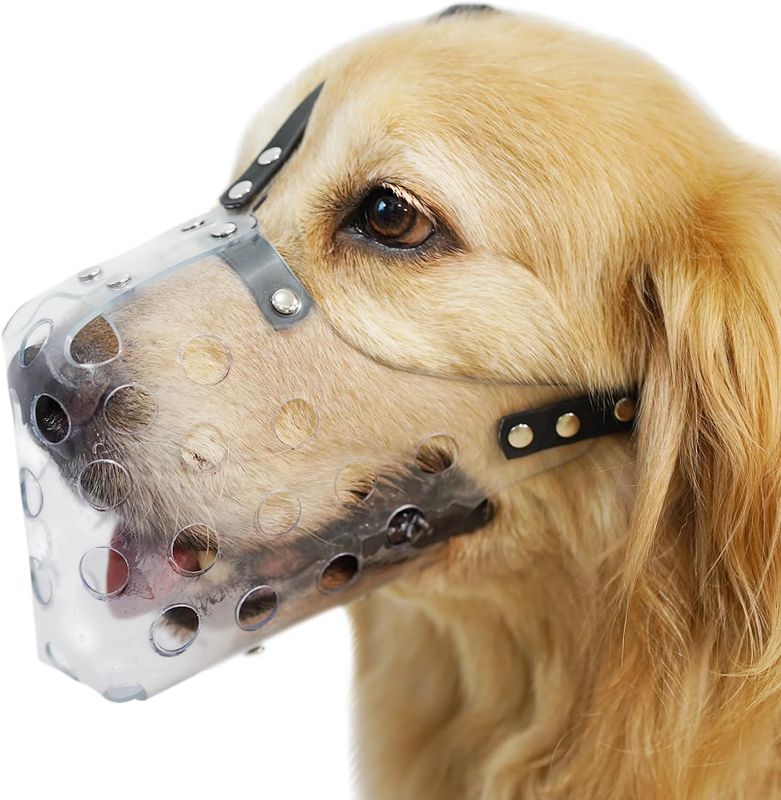 Photo 1 of Dog Muzzle, Basket Muzzle for Small Medium Large Sized Dogs, Muzzle for Dogs to Prevent Biting for Grooming Scavenging, Breathable Muzzle for Husky Golden Retriever Labrador Beagle
