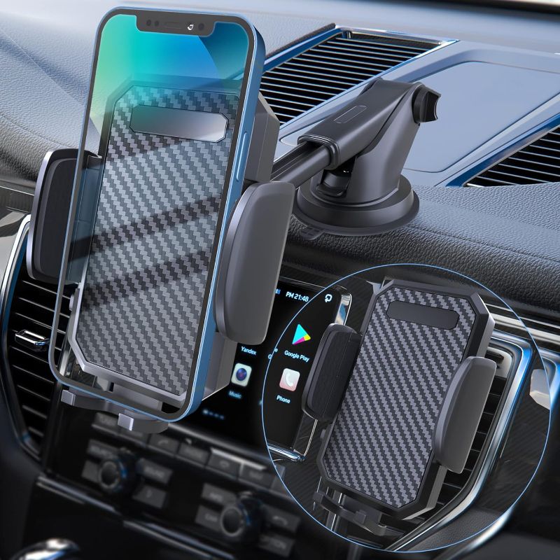 Photo 1 of FBB Phone Mount for Car, [ Off-Road Level Suction Cup Protection ] 3in1 Long Arm Suction Cup Holder Universal Cell Phone Holder Mount Dashboard Windshield Vent Compatible with All Smartphones
